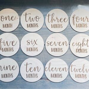 Wooden Monthly Milestone Discs - Made by Sawdust and Twine (Our Company) - NEW